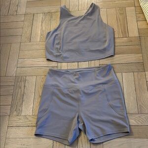 Hoka Athletic Gray Tank and Shorts Set